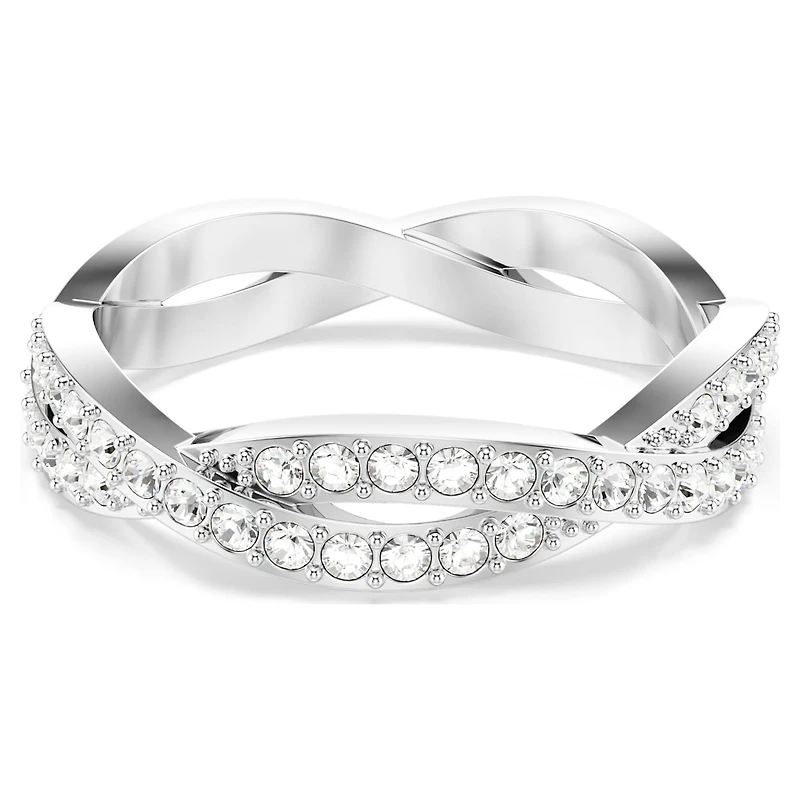 Infinity ring, Round cut, White, Rhodium plated by SWAROVSKI