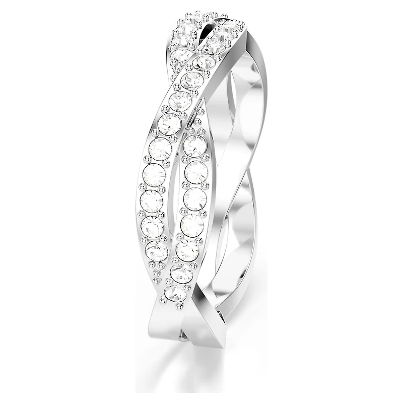 Infinity ring, Round cut, White, Rhodium plated by SWAROVSKI