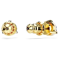 Solitaire stud earrings, Round cut, White, 18K gold finish