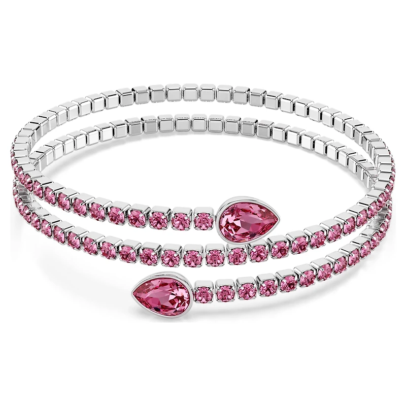 Twisty cuff, Mixed cuts, Pink, Rhodium plated by SWAROVSKI