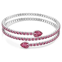 Twisty cuff, Mixed cuts, Pink, Rhodium plated by SWAROVSKI