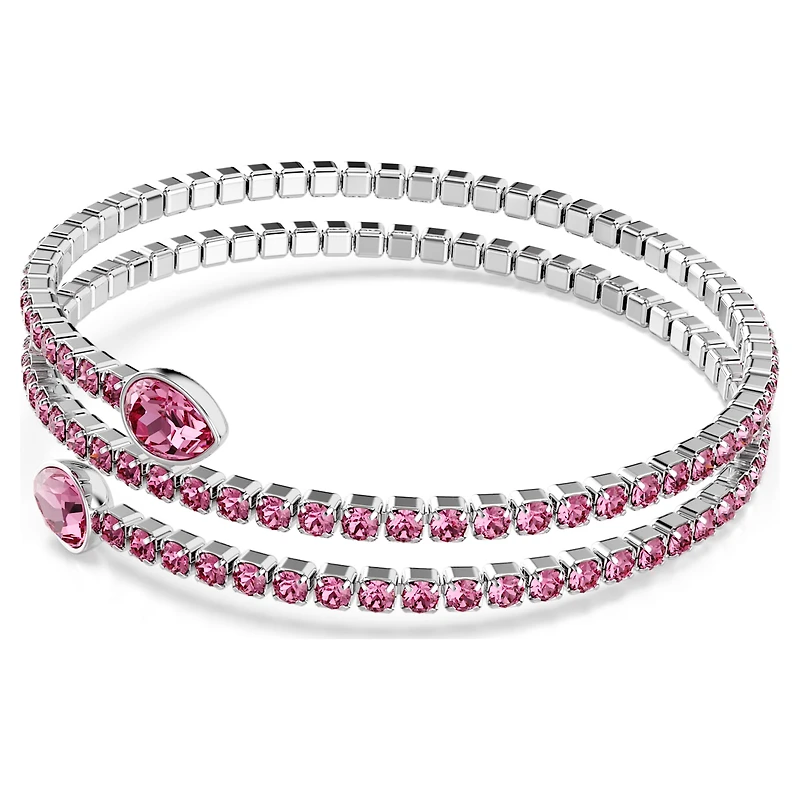 Twisty cuff, Mixed cuts, Pink, Rhodium plated by SWAROVSKI