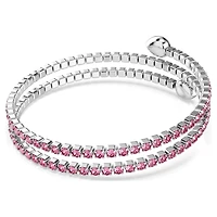 Twisty cuff, Mixed cuts, Pink, Rhodium plated by SWAROVSKI