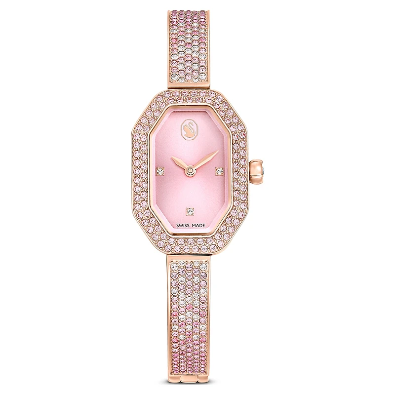 Dextera bangle watch, Swiss Made, Pink, Rose gold-tone plated by SWAROVSKI