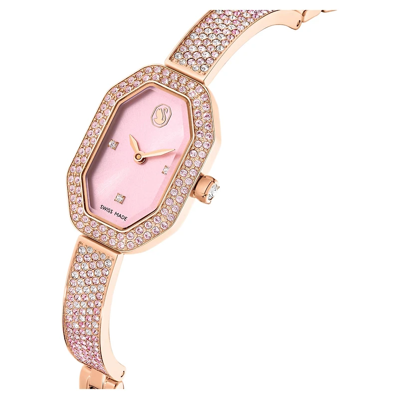 Dextera bangle watch, Swiss Made, Pink, Rose gold-tone plated by SWAROVSKI