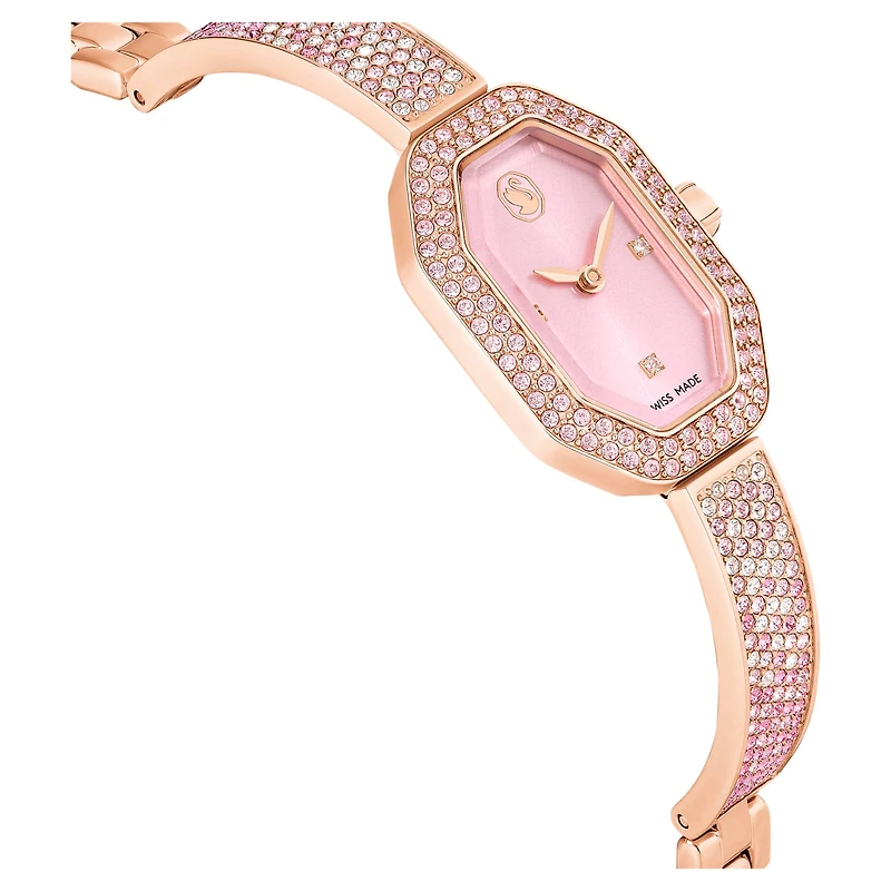 Dextera bangle watch, Swiss Made, Pink, Rose gold-tone plated by SWAROVSKI