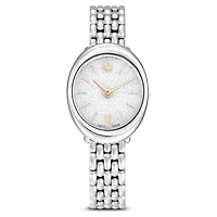 Imber oval watch, Swiss Made, Metal bracelet, Silver tone, Stainless steel by SWAROVSKI