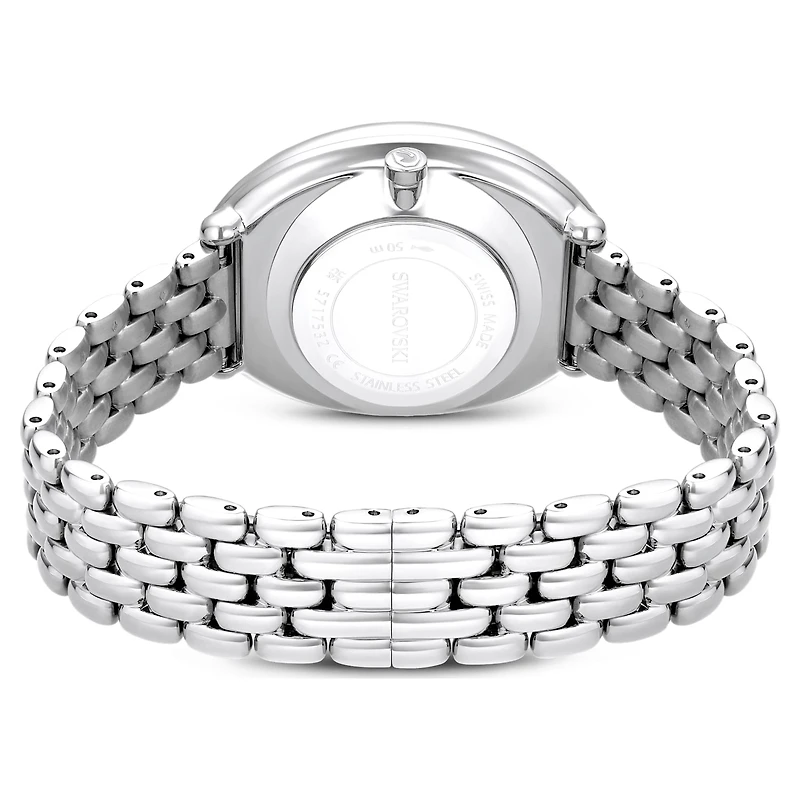 Imber oval watch, Swiss Made, Metal bracelet, Silver tone, Stainless steel by SWAROVSKI