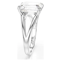 Stilla ring, Octagon cut, White, Silver-tone finish by SWAROVSKI