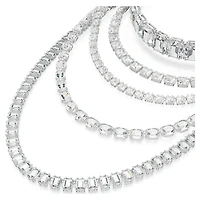 Millenia layered necklace, Mixed cuts, White, Rhodium plated by SWAROVSKI