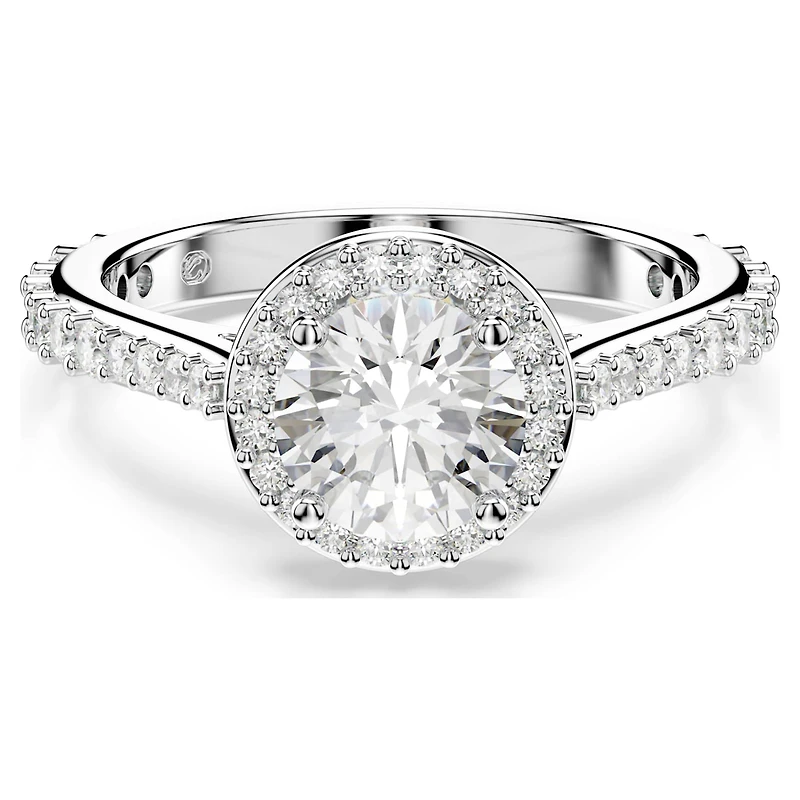 Una Angelic ring, Round cut, White, Silver-tone finish by SWAROVSKI