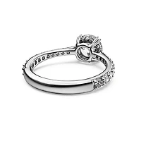 Stilla cocktail ring, Round cut, Pavé, White, Silver-tone finish by SWAROVSKI
