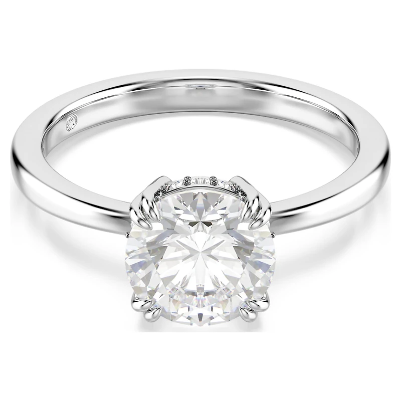 Stilla cocktail ring, Round cut, White, Silver-tone finish by SWAROVSKI