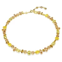Gema Tennis necklace, Mixed cuts, Yellow, Gold-tone plated by SWAROVSKI