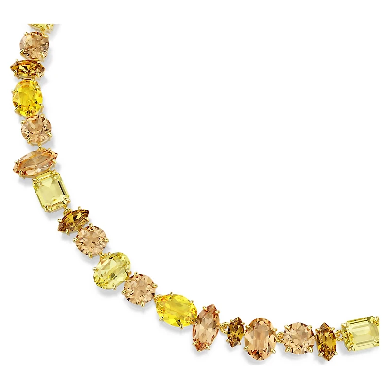 Gema necklace, Mixed cuts, Yellow, 18K gold finish