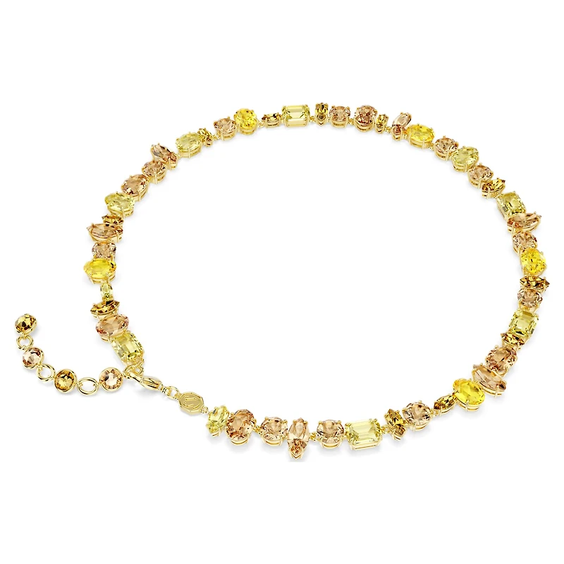 Gema necklace, Mixed cuts, Yellow, 18K gold finish