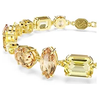 Gema bracelet, Mixed cuts, Yellow, 18K gold finish