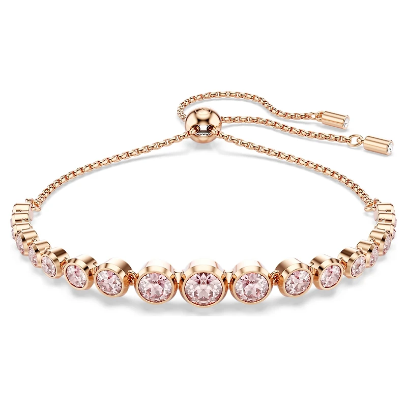 Imber bracelet, Mixed round cuts, Pink, 18K rose gold finish