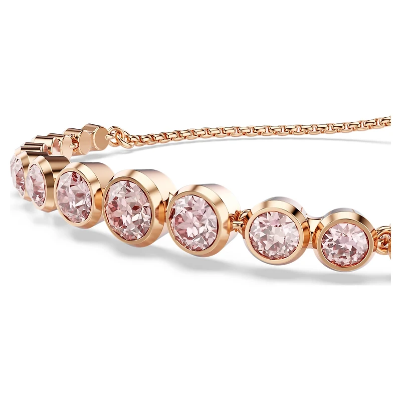 Imber bracelet, Mixed round cuts, Pink, 18K rose gold finish