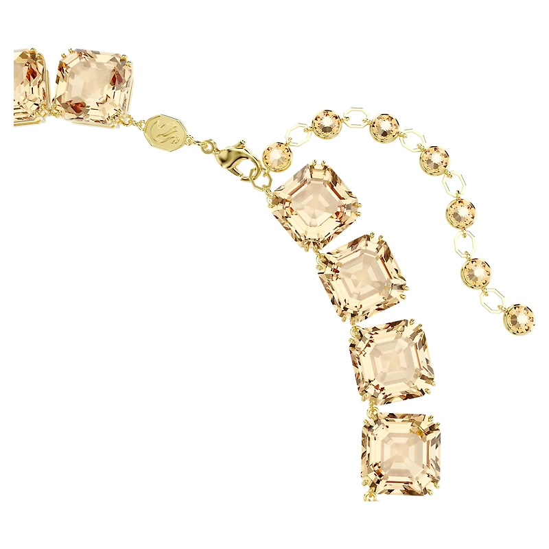 Millenia necklace, Octagon cut, Caramel, 18K gold finish