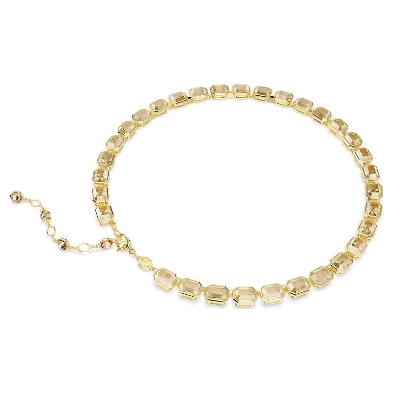 Millenia necklace, Octagon cut, Yellow, 18K gold finish