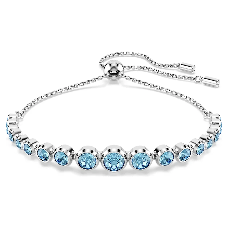 Imber Tennis bracelet, Mixed round cuts, Blue, Rhodium plated by SWAROVSKI