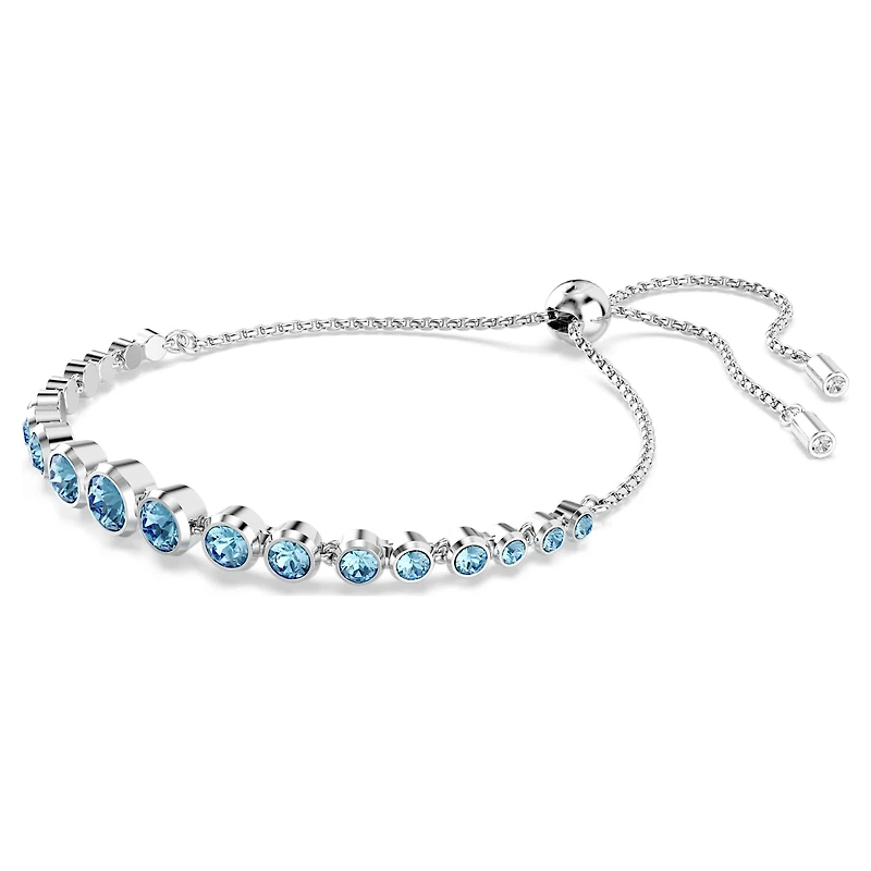 Imber bracelet, Mixed round cuts, Blue, Rhodium plated by SWAROVSKI