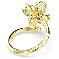 Idyllia open ring, Mixed cuts, Flower, Green, 18K gold finish