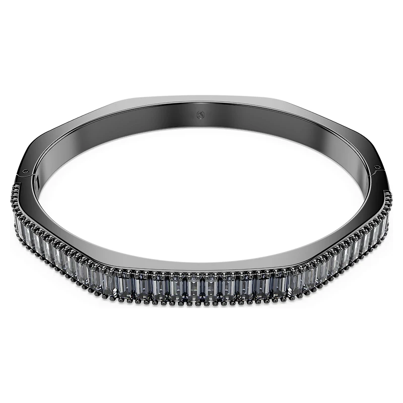 Matrix bangle, Baguette cut, Octagon shape, Grey, Ruthenium plated by SWAROVSKI