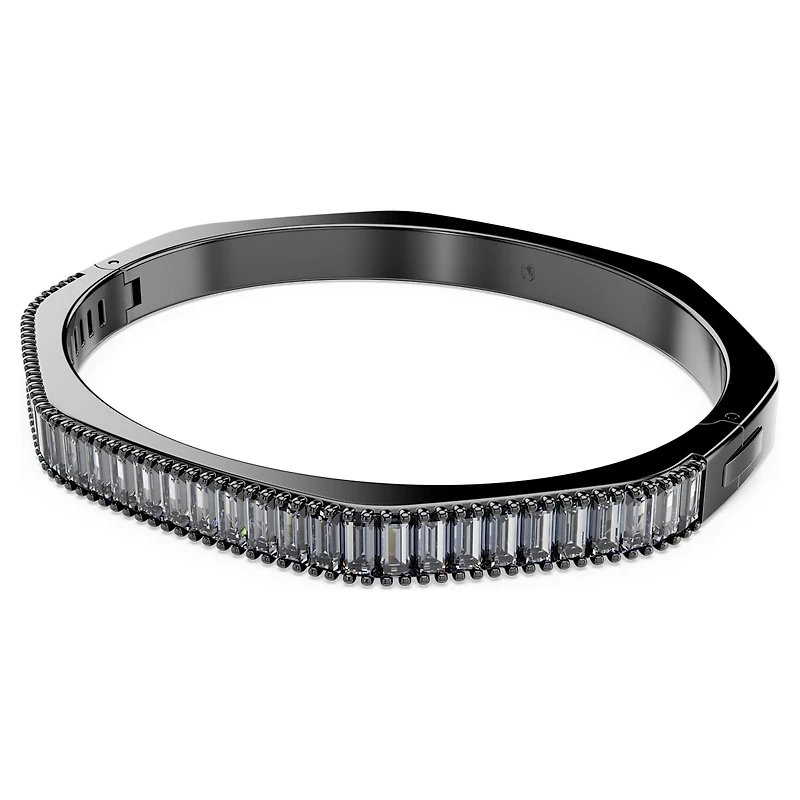 Matrix bangle, Baguette cut, Octagon shape, Grey, Ruthenium plated by SWAROVSKI