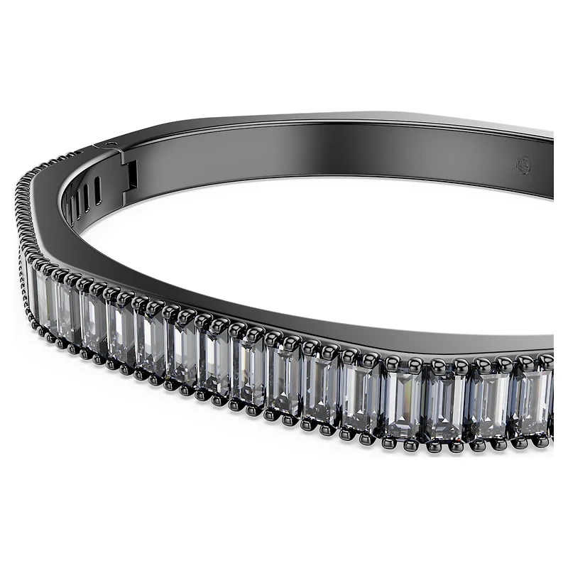 Matrix bangle, Baguette cut, Octagon shape, Gray, Ruthenium plated by SWAROVSKI