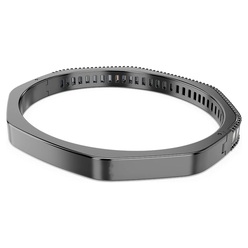 Matrix bangle, Baguette cut, Octagon shape, Grey, Ruthenium plated by SWAROVSKI