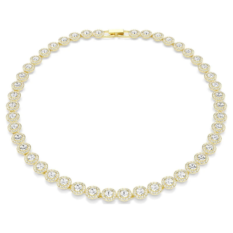 Una Angelic necklace, Round cut, White, 18K gold finish