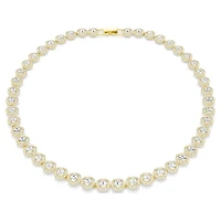 Una Angelic necklace, Round cut, White, 18K gold finish
