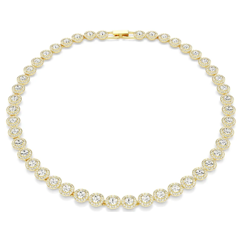Una Angelic necklace, Round cut, White, Gold-tone plated by SWAROVSKI