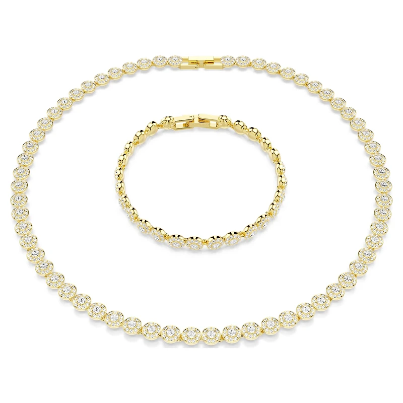 Una Angelic set, Round cut, White, 18K gold finish
