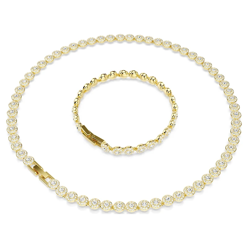 Una Angelic set, Round cut, White, 18K gold finish