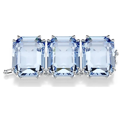 Millenia extender, Octagon cut, Blue, Rhodium plated