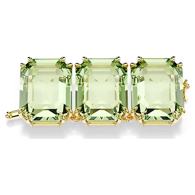 Millenia extender, Octagon cut, Green, Gold-tone plated