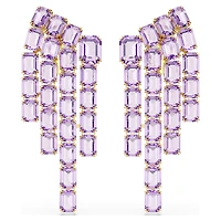 Millenia clip earrings, Octagon cut, Chandelier, Purple, 18K gold finish