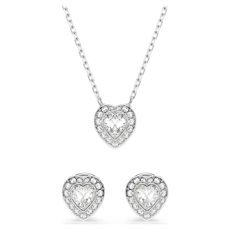 Ariana Grande x Swarovski set, Mixed cuts, Heart, White, Rhodium plated by SWAROVSKI