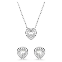 Ariana Grande x Swarovski set, Mixed cuts, Heart, White, Rhodium plated by SWAROVSKI