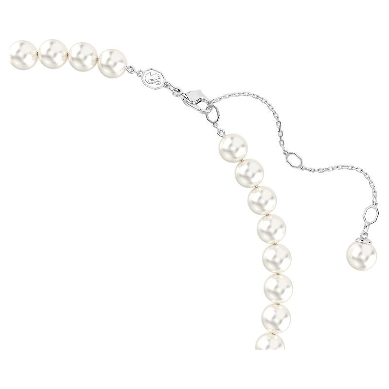 Ariana Grande x Swarovski necklace, Crystal pearl, Heart cut, Heart, White, Rhodium plated by SWAROVSKI