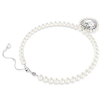 Ariana Grande x Swarovski necklace, Crystal pearl, Heart cut, Heart, White, Rhodium plated by SWAROVSKI