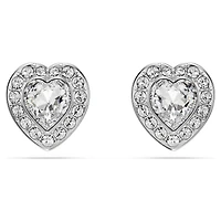 Ariana Grande x Swarovski stud earrings, Mixed cuts, Heart, White, Rhodium plated by SWAROVSKI