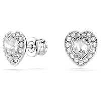 Ariana Grande x Swarovski stud earrings, Mixed cuts, Heart, White, Rhodium plated by SWAROVSKI