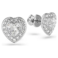 Ariana Grande x Swarovski stud earrings, Mixed cuts, Heart, White, Rhodium plated by SWAROVSKI