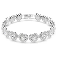 Ariana Grande x Swarovski Tennis bracelet, Mixed cuts, Heart, White, Rhodium plated by SWAROVSKI