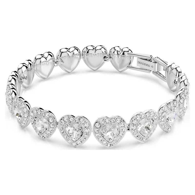 Ariana Grande x Swarovski Tennis bracelet, Mixed cuts, Heart, White, Rhodium plated by SWAROVSKI