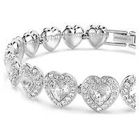 Ariana Grande x Swarovski Tennis bracelet, Mixed cuts, Heart, White, Rhodium plated by SWAROVSKI
